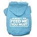 Mirage Pet 62-120 LGBBL Hungry I am Screen Print Pet Hoodies, Baby Blue - Large