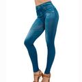 MELLCO High Waist Women's Faux Denim Jean Leggings Slim Stretch Pencil Jegging Pants,Blue,S