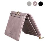 Women's Wallet - Small Bifold PU Leather Purse, Name Card Holder Organizer Wallet with Zipper Pocket, Credit Card Clutch Pocket Wallet Ladies Mini Purse for Women, Black/Gray/Purple