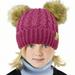 Kids Ages 2-7 Pompom Chunky Thick Stretchy Knit Slouch Beanie Cap Hat (Double Pom Faux Fur Solid New Lavender)