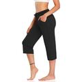 Sexy Dance Women Yoga Cropped Pants Workout Gym Activewear Capri Comfy Drawstring Elastic Waist Loose Lounge Legging with Pockets