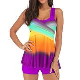 Women Padded Bikini Boyshorts Push-up Tankini Swimsuit Swimwear Plus Size Swimdress