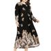 Women Round Neck Summer Season Long Sleeve Leaf Printed Fashionable Dress