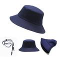 Bucket Hat Packable Travel Blank Cotton Bucket Hat Beach Sun Hat Outdoor Cap Unisex Deep Blue, L