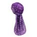 Paisley Pattern Purple Silky Durag Extra Long-Tail and Wide Straps Headwraps Pirate Cap