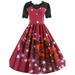 Selfieee Women's Vintage Cocktail Dress Funny Printed Holiday Swing Party Dress 40378 Burgundy Large