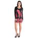 24seven Comfort Apparel Black and Red Lace Sleeve Fitted Mini Dress