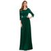 Ever-Pretty Women's Elegant Long Empire Waist Floral Lace Sleeve Wedding Guest Maid of Honor Dresses for Women 07412 Green US10