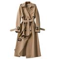 Mnycxen Women Overcoat Solid Slim Fit Coat Jacket Long Outerwear Windbreaker Trench