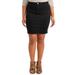 Women's Plus Size Washed Black Denim Mini Skirt with Grinding Detail