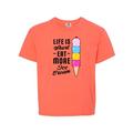 Inktastic Life is Short Eat More Ice Cream Tween Short Sleeve T-Shirt Unisex Retro Heather Coral M