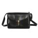 Chinatera Vintage Leather Shoulder Handbags Women Solid Messenger Crossbody Bag(Black