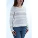 KIIND OF Womens Silver Textured Striped Long Sleeve Jewel Neck Tunic Sweater Size S