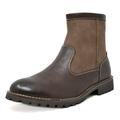 Bruno Marc Mens Faux Fur Lined Winter Chelsea Dress Casual Side Zip Ankle Boots STONE-02 DARK/BROWN Size 9.5