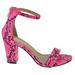 Top Moda Women's HAnnah-1 Ankle Strap High Heel Sandal, Neon Pink Snake (7, Neon Pink Snake)