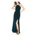 R&M RICHARDS Womens Green Sleeveless Halter Full-Length Sheath Evening Dress Size 9