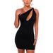 Listenwind Women's Sexy Hollow Out One Shoulder Tank Dresse Sleeveless Cutout Bodycon Mini Club Dress