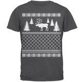 Elk Deer Ugly Christmas Sweater Dark Heather Adult T-Shirt