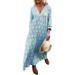 Oversized Women Long Sleeve Loose Floral Maxi Dresses Casual Long Dresses Ladies Party Boho Beach Sundress Evening Dresses Holiday Cocktail Prom Gown Long Maxi Dress