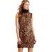 Lauren Ralph Lauren Petites Ocelot-Front Turtleneck Dress (Black, Small Petite)