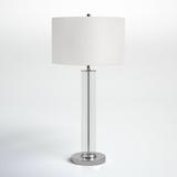 Birch Lane™ Skye 29.5" Table Lamp Glass/Metal/Fabric in Gray/White | 29 H x 15 W x 15 D in | Wayfair C1CD4E4188B7405ABD351EBC7CF976A2