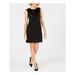 ALFANI Womens Black Sequin Paillete Sleeveless Jewel Neck Above The Knee Shift Cocktail Dress Size 4