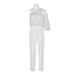 Adrianna Papell One Shoulder Embellished Blouson Mesh Crepe Jumpsuit-IVORY