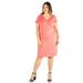 Women?s Plus Size Short Sleeve V Neck Faux Wrap Dress