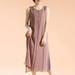 New Vintage Women Sleeveless Dress Round Neck Lined Side Split Casual Summer Loose Maxi Dress