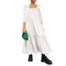 ZANZEA Women Summer Casual Ruffle Hem Holiday Party Long Shirt Dress Square Neck Puff Sleeve Sundress