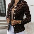 Women's Fashion Leopard Print Button No Hat Stand Collar Coat