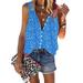 Sexy Dance Women Button Down V Neck Tank Tops Summer Loose Casual Sleeveless Shirts Blouses Beachwear