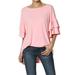 TheMogan Women's PLUS Casual 3/4 Tiered Bell Sleeve Boat Neck Blouse Top Shirt
