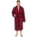 PAVILIA Mens Soft Robe, Plaid Red Warm Flannel Fleece Robes for Men, Soft Spa Bathrobe with Piping, Shawl Collar, and Pockets (Buffalo Checker Red)