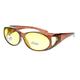Unisex Polarized Yellow Night Driving Lens Oval 60mm Fit Over Sunglasses Brown