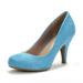 DREAM PAIRS Women's Low Heel Pump Shoes Toe Formal Elegant Slip On Pump Shoes ARPEL BLUE/SUEDE Size 5