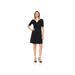 Lark & Ro Women's Half Sleeve Twist Front Fit and Flare Dress, Black, 4