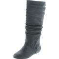 TOP Moda Data-1 Women's Shoes Cute & Comfort Round Toe Flat Heel Slouchy Mid Calf Boot