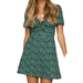 Pybcvrrd Women Polka Dot Mini Dress V-neck Short Sleeve Beach Dresses