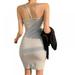 Women's Sexy Irregular Sling One Shoulder Sleeveless Backless Slim Dress Asymmetrical Club Party Short Bodycon Mini Dress,Gray