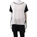 Pre-ownedMaje Womens Short Sleeve Scoop Neck Silk Blouse Top White Black Size 2