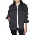 Unisex Sherpa-Lined Denim Jacket - BLACK DENIM/ BLK - 3XL