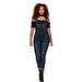 Cover Girl Denim Overall Jeans for Women Bib Strap Skinny Fit Plus Size 22W Cop Blue Wash