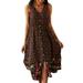 Lumento Summer Beach Dresses for Women Casual Loose Sleeveless V-Neck Long Dress Button Down Holiday Party Cocktail Swing Dress