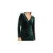 RALPH LAUREN Womens Green Gathered Long Sleeve V Neck Above The Knee Body Con Party Dress Size 10P