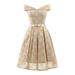 Women Lace Skater Dress Off the Shoulder Bow Pleated A-Line Bridesmaid Evening Party Gown Dress