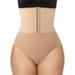 QRIC High Waist Tummy Control Compression Shapewear Panties Double Layer Waist Trainer Body Shaper Thong