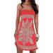 UKAP Women Summer Beach Cover Up Strapless Dresses Floral Tube Top Beach Paisley Mini Dress Ladies Cocktail Party Evening Maxi Long Dress Beachwear