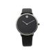 Movado Modern 47 Ultra Slim Black Leather Strap Quartz Mens Watch 0607391 Pre-Owned