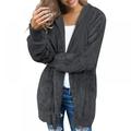 Causal Soft Hooded Pocket Jacket, Fleece Plush Warm Faux Fur Fluffy Female Autumn Jacket Coat